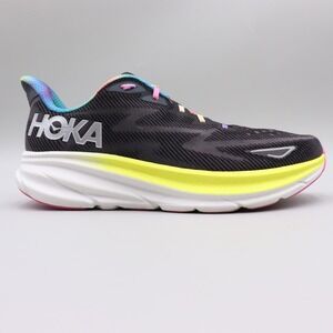 Hoka One One Clifton 9 Mens Size 15D US Black Tie Dye Rainbow Running Shoes
